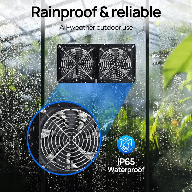 DC HOUSE 20W Solar Fan Powered Exhaust Fan for Chicken Coops, Greenhouses, Sheds, Pet Houses, and Windows - Waterproof and Plug Play Easy Connector Max Applicable Space 880ft3 (25 m3) - Image 4